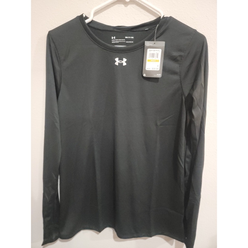 Under Armour Heatgear Locker Tee Women's S Long Sleeve Black Top Loose Fit NWT